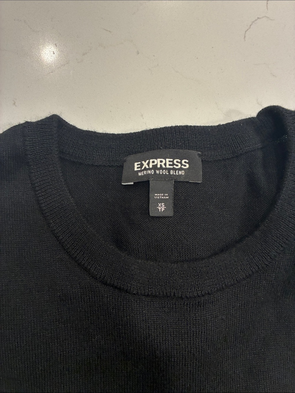 Express Men's Black Crewneck Merino Wool Blend Sweater